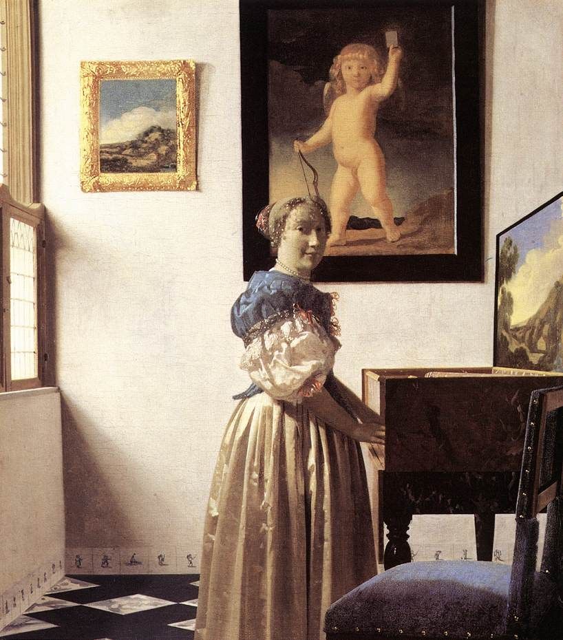 Johannes Vermeer Lady Standing at a Virginal